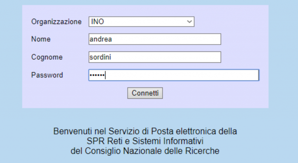 esempio di pagina di login